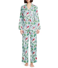 Sleep Sense Cardinal Print Flannel Drawstring Tie Coordinating Holiday Sleep Pant