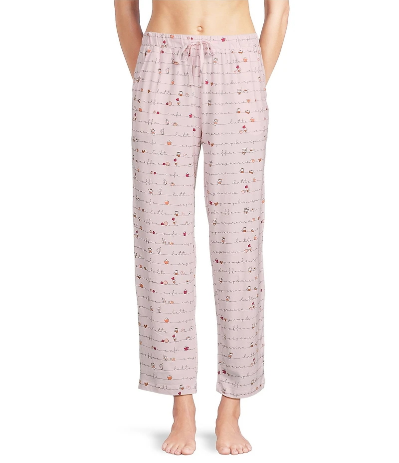 Sleep Sense Coffee Script Print Coordinating Knit Sleep Pants