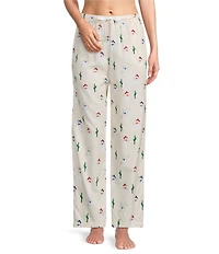 Sleep Sense Cowboy Snowman Print Flannel Drawstring Tie Coordinating Holiday Sleep Pants