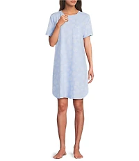 Sleep Sense Dandelion Breeze Print Short Sleeve Crew Neck Knit Nightshirt