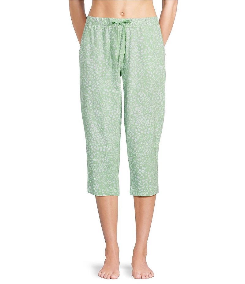 Sleep Sense Ditsy Floral Print Knit Drawstring Tie Coordinating Sleep Pants