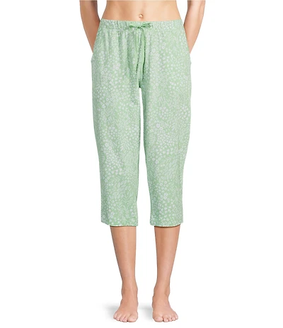 Sleep Sense Ditsy Floral Print Knit Drawstring Tie Coordinating Sleep Pants