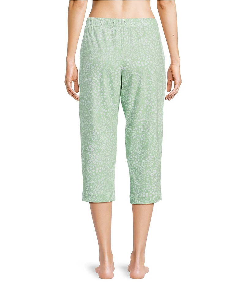 Sleep Sense Ditsy Floral Print Knit Drawstring Tie Coordinating Sleep Pants