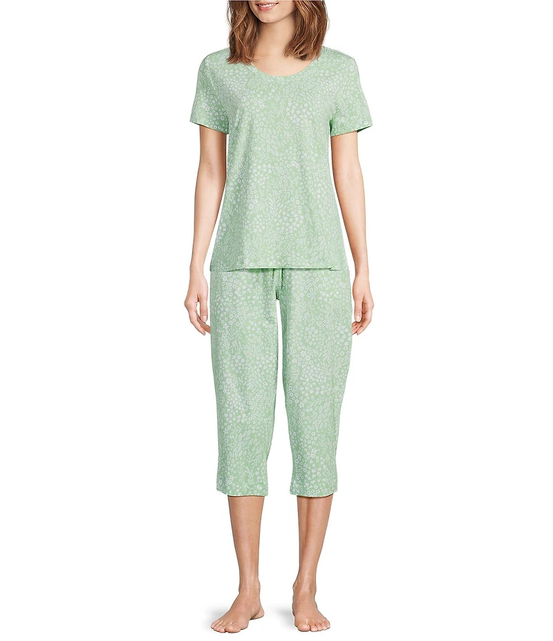 Sleep Sense Ditsy Floral Print Knit Drawstring Tie Coordinating Sleep Pants