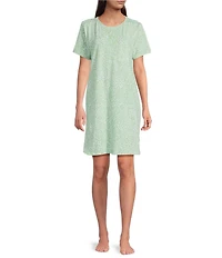 Sleep Sense Ditsy Floral Print Short Sleeve Crew Neck Knit Nightshirt