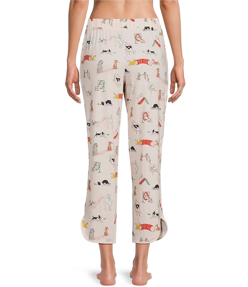 Sleep Sense Dog Daycare Print Coordinating Knit Sleep Capri Pants