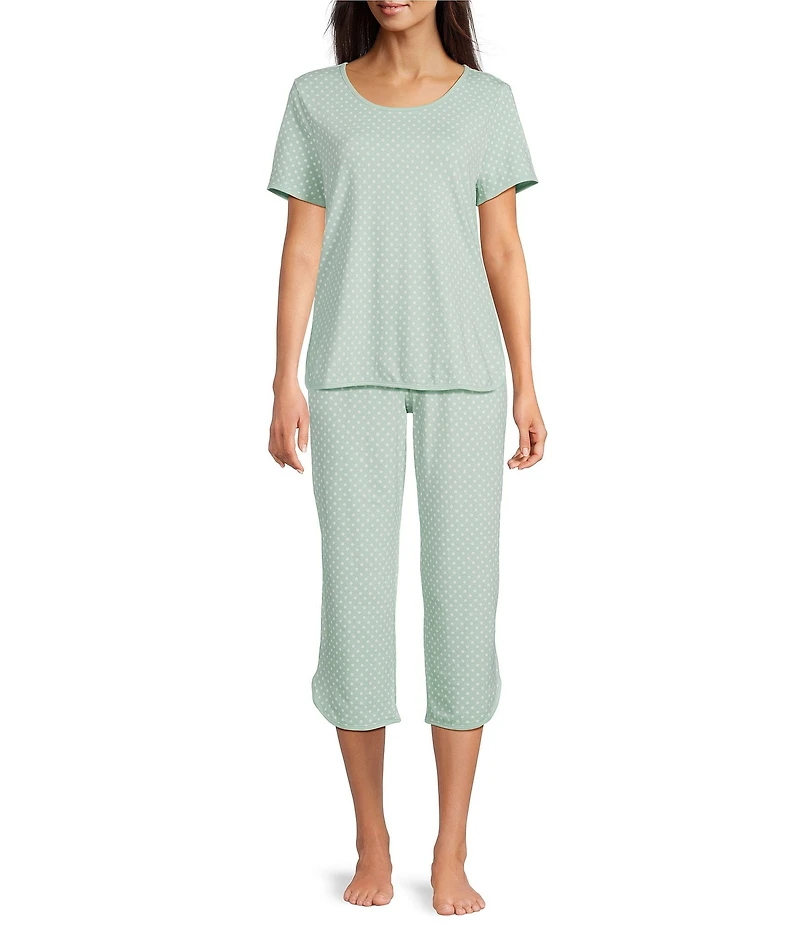 Sleep Sense Dotted Print Coordinating Knit Sleep Capri Pants