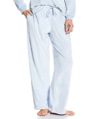 Sleep Sense Embossed Snowflakes Print Velour Drawstring Elastic Waist Coordinating Holiday Sleep Pants