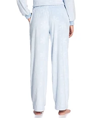 Sleep Sense Embossed Snowflakes Print Velour Drawstring Elastic Waist Coordinating Holiday Sleep Pants