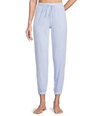 Sleep Sense Falling Snow Print Knit Drawstring Tie Coordinating Holiday Sleep Joggers