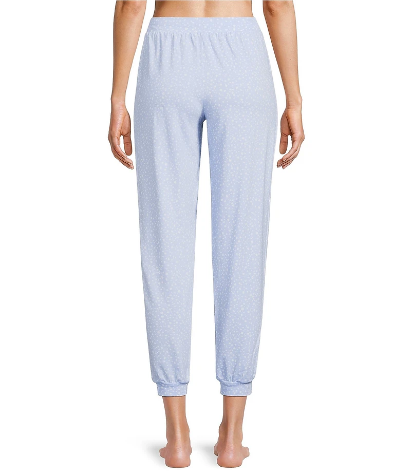 Sleep Sense Falling Snow Print Knit Drawstring Tie Coordinating Holiday Sleep Joggers