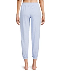 Sleep Sense Falling Snow Print Knit Drawstring Tie Coordinating Holiday Sleep Joggers