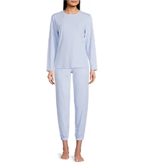 Sleep Sense Falling Snow Print Knit Drawstring Tie Coordinating Holiday Sleep Joggers