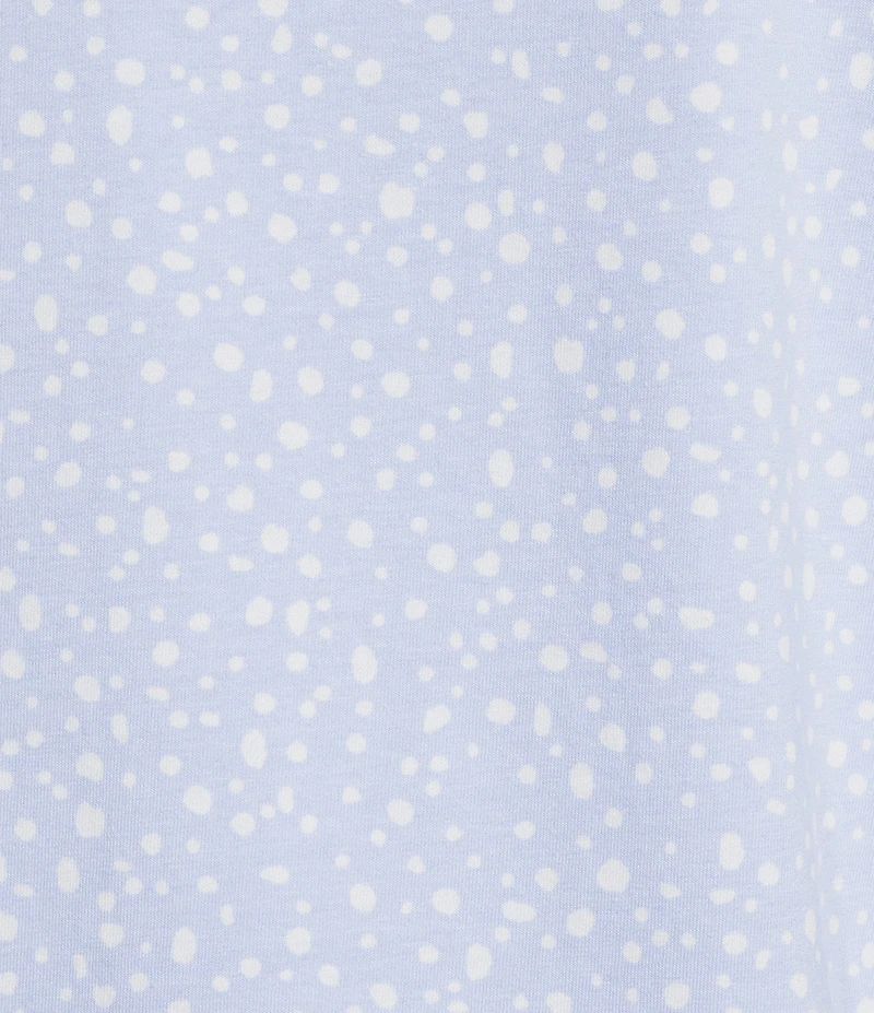 Sleep Sense Falling Snow Print Knit Long Sleeve Crew Neck Coordinating Holiday Sleep Top