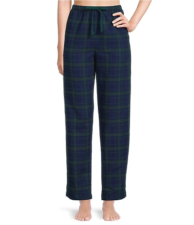 Sleep Sense Flannel Plaid Drawstring Elastic Waist Coordinating Holiday Sleep Pants