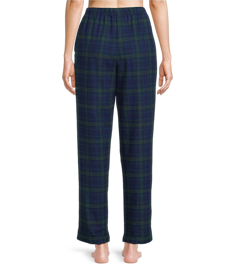 Sleep Sense Flannel Plaid Drawstring Elastic Waist Coordinating Holiday Sleep Pants