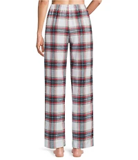 Sleep Sense Flannel Plaid Drawstring Elastic Waist Straight Leg Coordinating Holiday Sleep Pants