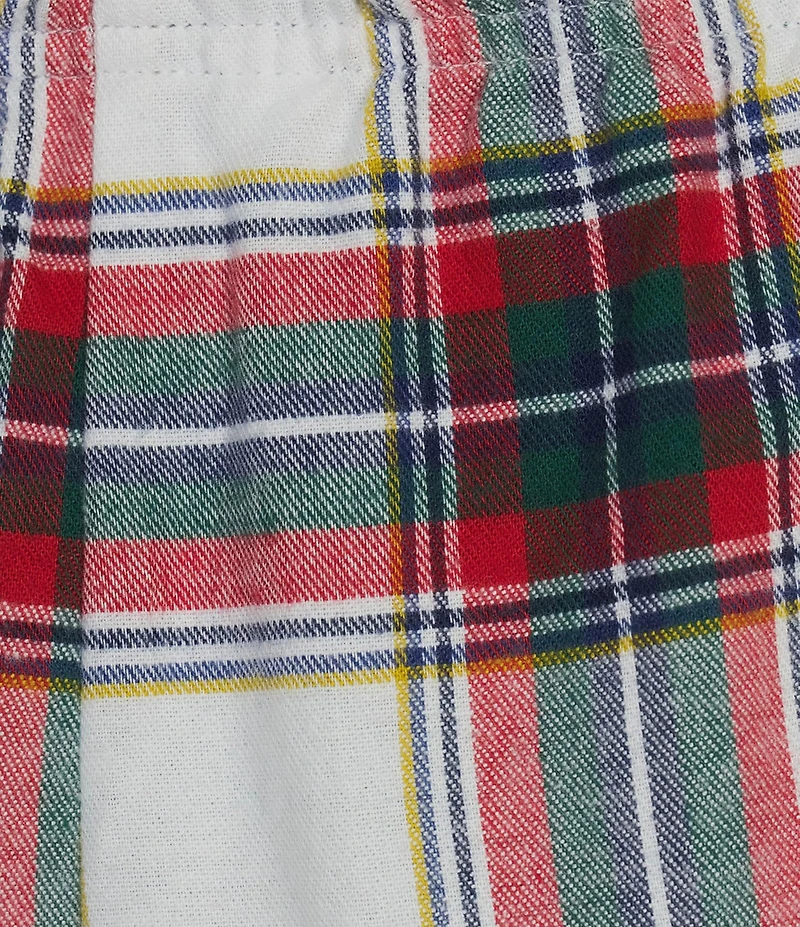 Sleep Sense Flannel Plaid Drawstring Elastic Waist Straight Leg Coordinating Holiday Sleep Pants