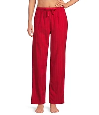 Sleep Sense Flannel Red Pinstripe Drawstring Elastic Waist Coordinating Holiday Sleep Pants