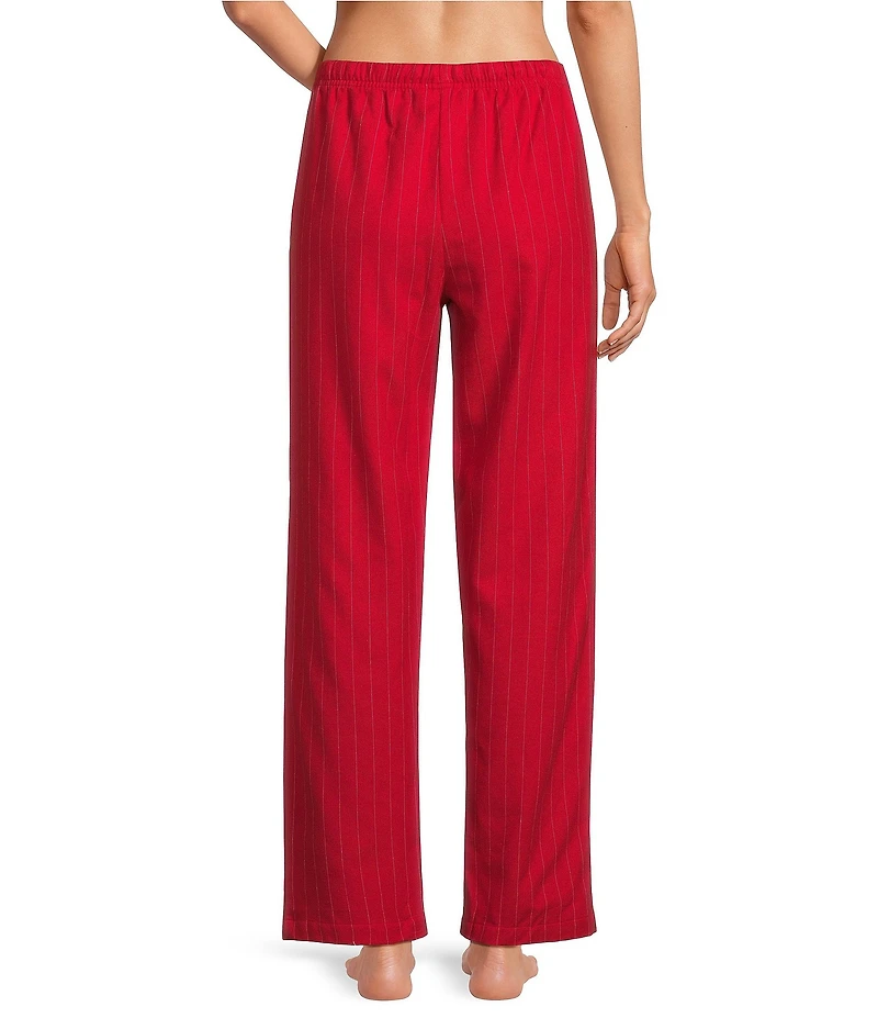 Sleep Sense Flannel Red Pinstripe Drawstring Elastic Waist Coordinating Holiday Sleep Pants