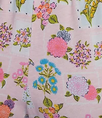 Sleep Sense Flower Stamp Knit Print Drawstring Tie Coordinating Sleep Capri Pants