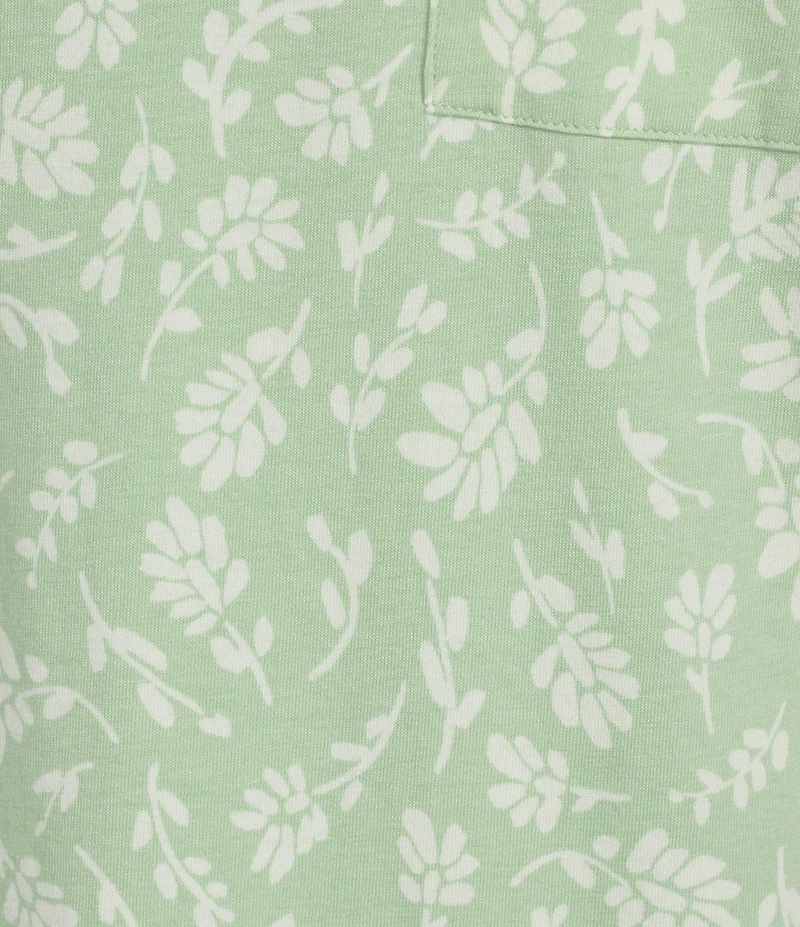 Sleep Sense Green Sprig Print Short Sleeve Crew Neck Knit Nightshirt
