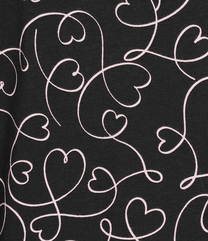 Sleep Sense Heart Print 3/4 Sleeve Crew Neck Jersey Knit Nightgown