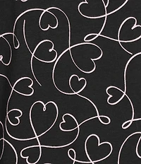 Sleep Sense Heart Print 3/4 Sleeve Crew Neck Jersey Knit Nightgown