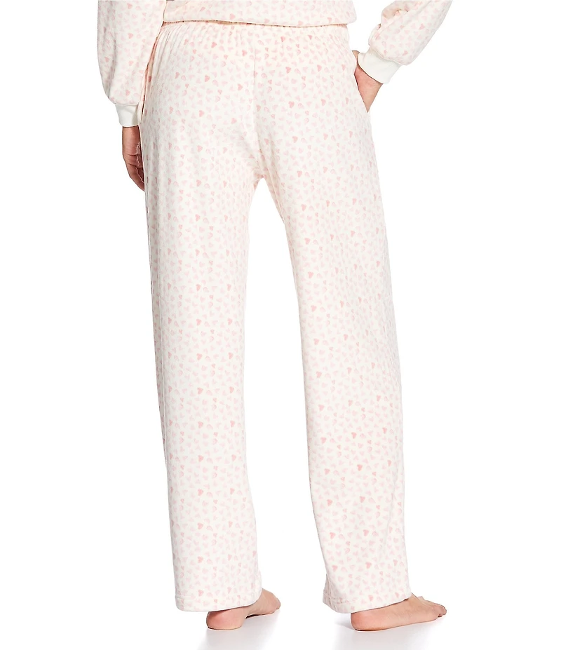Sleep Sense Heart Print Velour Drawstring Elastic Waist Coordinating Sleep Pant