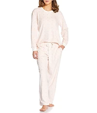 Sleep Sense Heart Print Velour Drawstring Elastic Waist Coordinating Sleep Pant