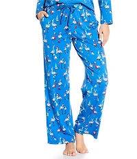 Sleep Sense Holiday Flamingo Print Knit Drawstring Coordinating Sleep Pants