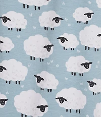 Sleep Sense Jersey Knit Blue Sheep Long Sleeve Scoop Neck Coordinating Sleep Top