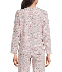 Sleep Sense Jersey Knit Vintage Tile Long Sleeve Scoop Neck Coordinating Sleep Top
