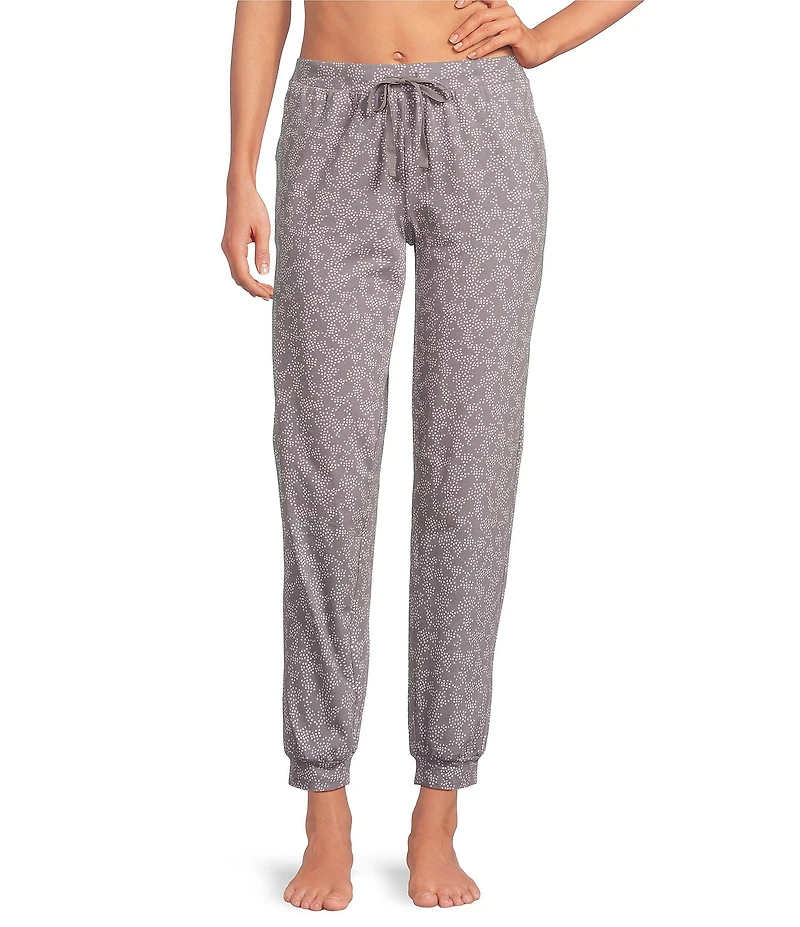 Sleep Sense Knit Abstract Dot Drawstring Tie Coordinating Sleep Joggers