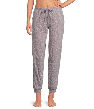Sleep Sense Knit Abstract Dot Drawstring Tie Coordinating Sleep Joggers