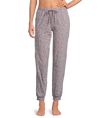 Sleep Sense Knit Abstract Dot Drawstring Tie Coordinating Sleep Joggers