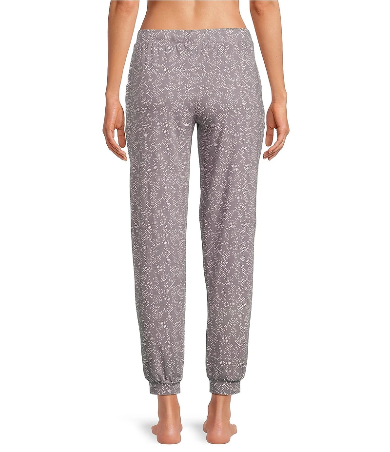Sleep Sense Knit Abstract Dot Drawstring Tie Coordinating Sleep Joggers