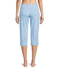 Sleep Sense Knit Daisy Print Drawstring Tie Coordinating Sleep Capri Pants