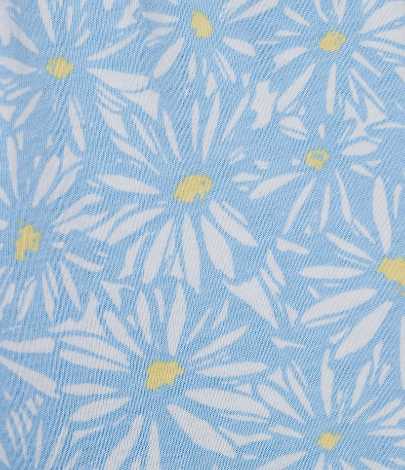 Sleep Sense Knit Daisy Print Drawstring Tie Coordinating Sleep Capri Pants