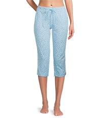 Sleep Sense Knit Drop Print Drawstring Tie Coordinating Sleep Capri Pants