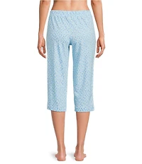 Sleep Sense Knit Drop Print Drawstring Tie Coordinating Sleep Capri Pants