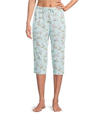 Sleep Sense Knit Duck Print Drawstring Tie Coordinating Sleep Capri