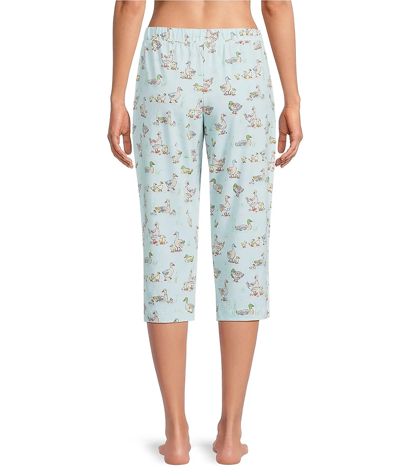 Sleep Sense Knit Duck Print Drawstring Tie Coordinating Sleep Capri