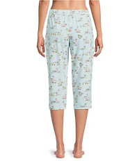 Sleep Sense Knit Duck Print Drawstring Tie Coordinating Sleep Capri