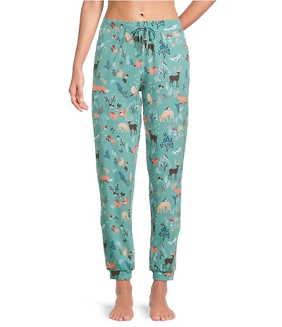 Sleep Sense Knit Fall Woods Drawstring Tie Coordinating Sleep Joggers