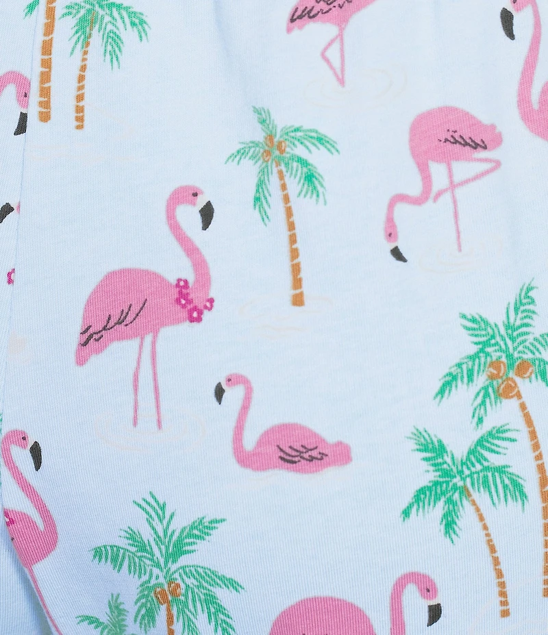 Sleep Sense Knit Flamingos Print Drawstring Tie Coordinating Sleep Capri Pants