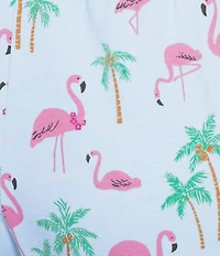 Sleep Sense Knit Flamingos Print Drawstring Tie Coordinating Sleep Capri Pants