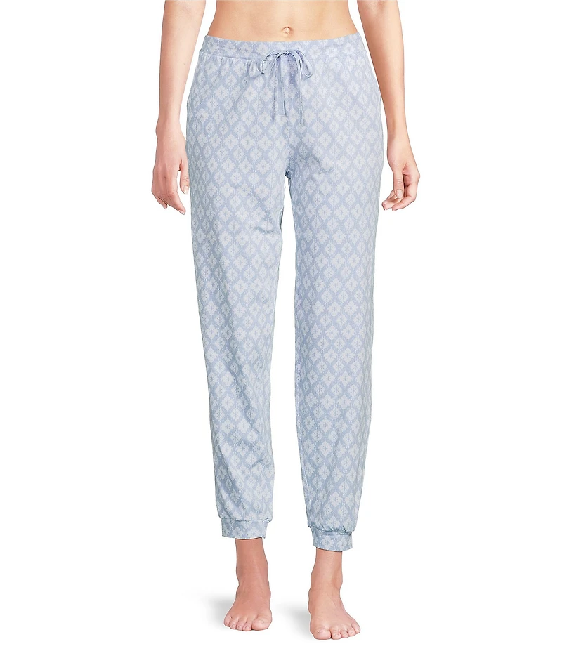 Sleep Sense Knit London Geo Drawstring Tie Coordinating Sleep Joggers