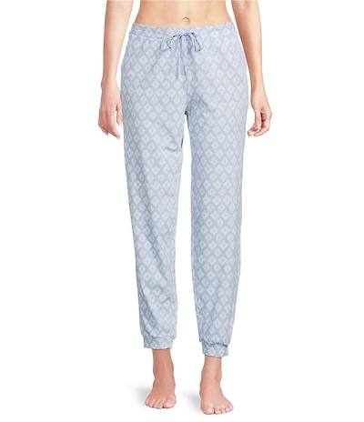Sleep Sense Knit London Geo Drawstring Tie Coordinating Sleep Joggers