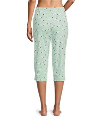 Sleep Sense Knit Sheep Print Drawstring Tie Coordinating Sleep Capri Pants